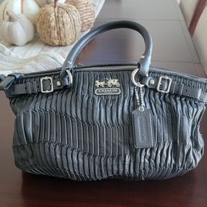 Coach pleated leather satchel in slate grey